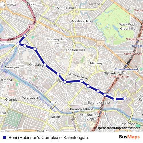 Boni (Robinson's Complex) - Kalentong/Jrc bus Line Map