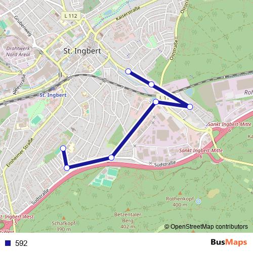 592 bus Line Map