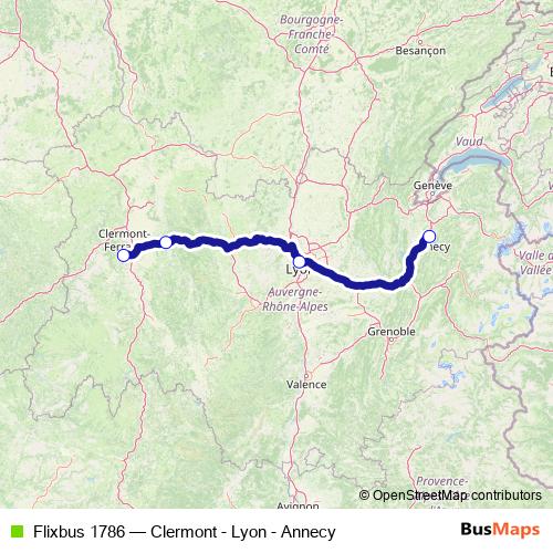 Flixbus 1786 bus Line Map