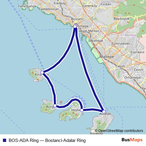 BOS-ADA Ring ferry Line Map