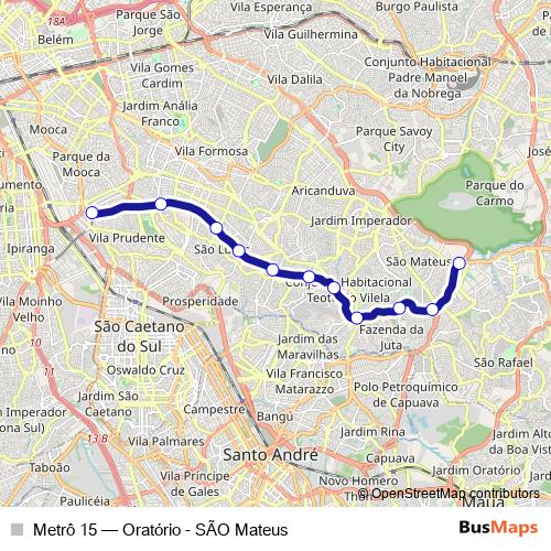 Metrô 15 metro Line Map