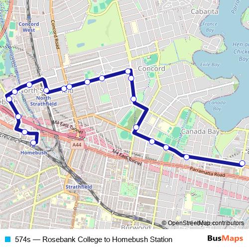 574s bus Line Map