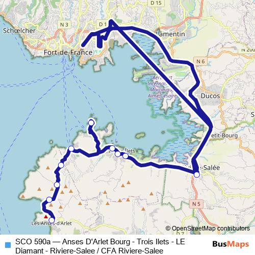 SCO 590a bus Line Map