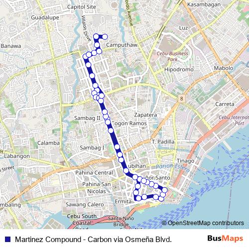 Martinez Compound - Carbon via Osmeña Blvd. bus Line Map