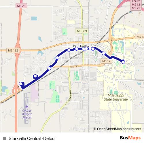 Starkville Central -Detour bus Line Map