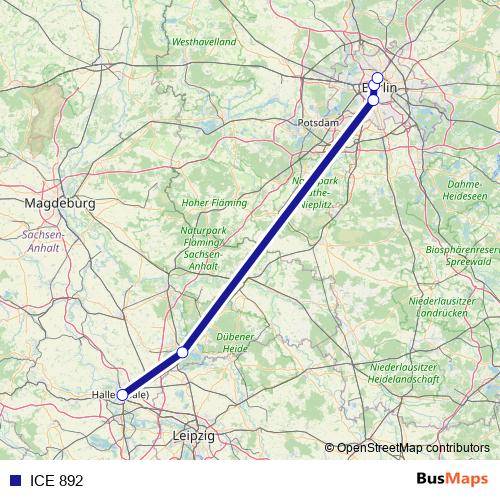 ICE 892 rail Line Map