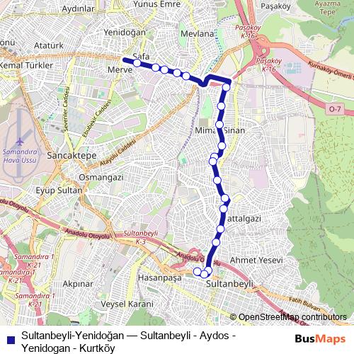 Sultanbeyli-Yenidoğan bus Line Map