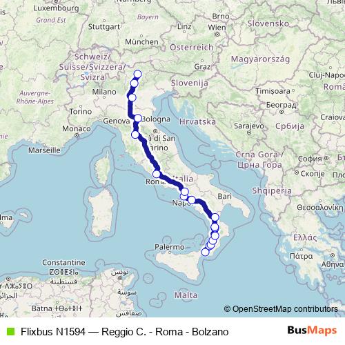 Flixbus N1594 bus Line Map