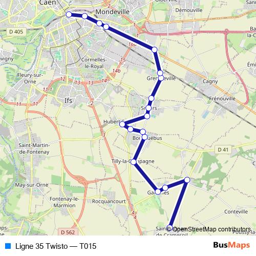 Ligne 35 Twisto bus Line Map