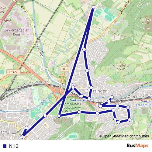 Nl12 bus Line Map