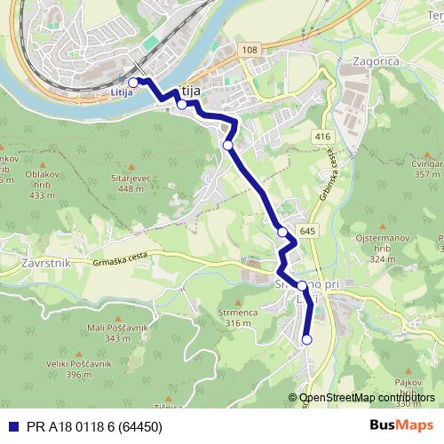 PR A18 0118 6 (64450) bus Line Map