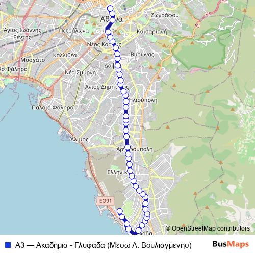 Α3 bus Line Map