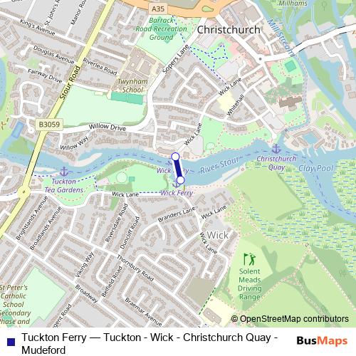 Tuckton Ferry ferry Line Map