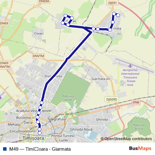 M49 bus Line Map