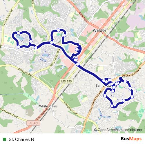 St. Charles B bus Line Map