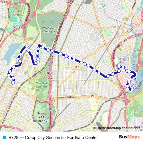 Bx28 bus Line Map