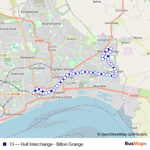 13 bus Line Map