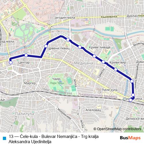 13 bus Line Map