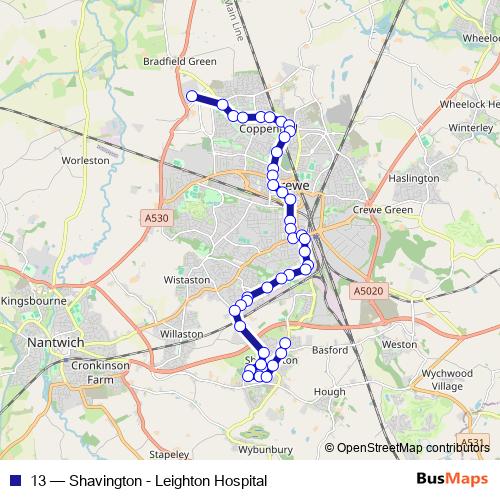 13 bus Line Map