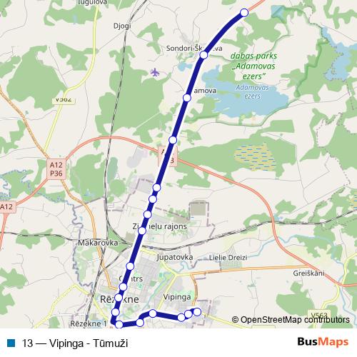 13 bus Line Map
