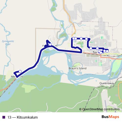 13 bus Line Map
