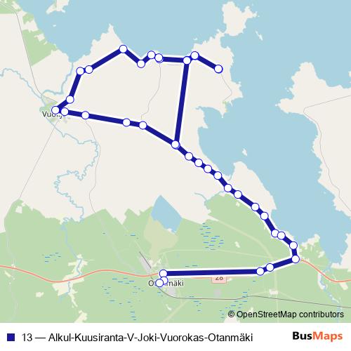 13 bus Line Map