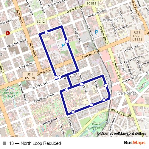 13 bus Line Map