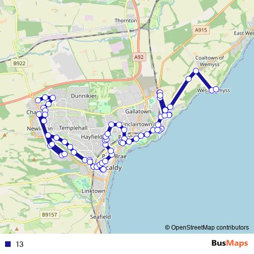 13 bus Line Map