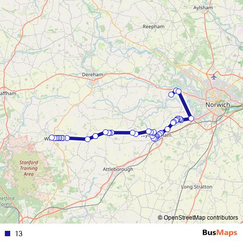 13 bus Line Map