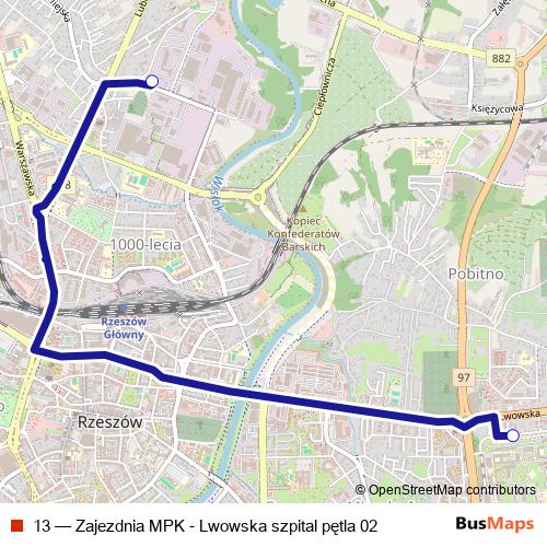 13 bus Line Map