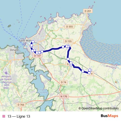 13 bus Line Map