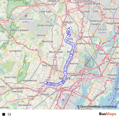 13 bus Line Map