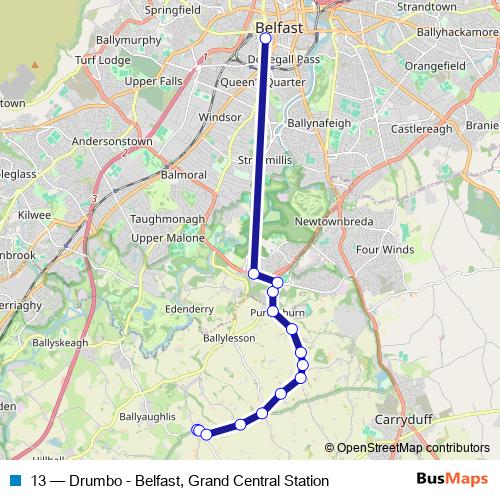 13 bus Line Map