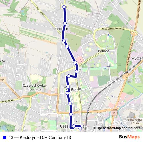 13 bus Line Map