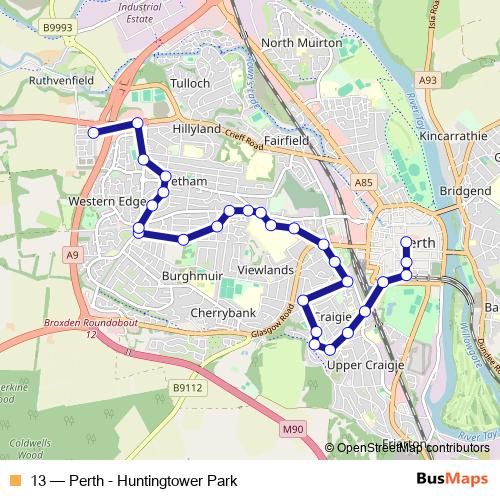 13 bus Line Map