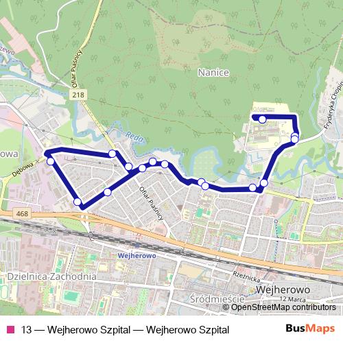 13 bus Line Map