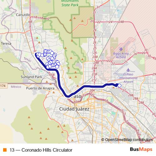 13 bus Line Map