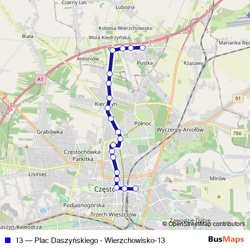 13 bus Line Map