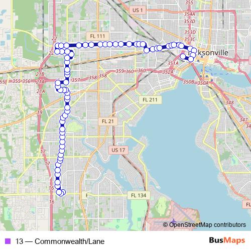 13 bus Line Map