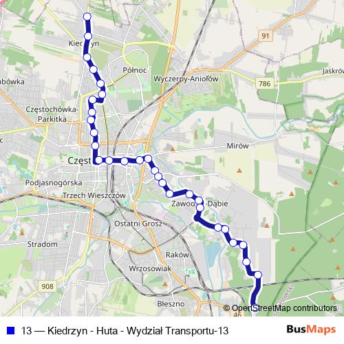 13 bus Line Map