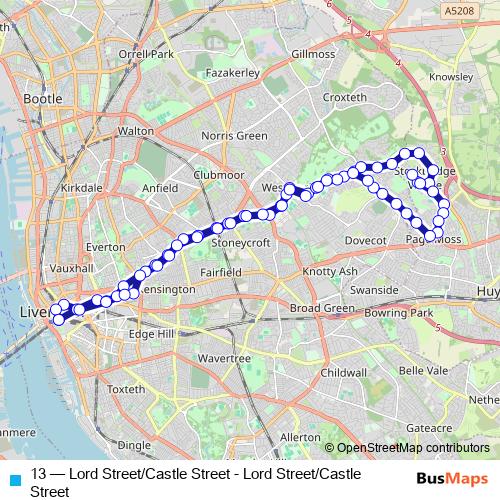 13 bus Line Map