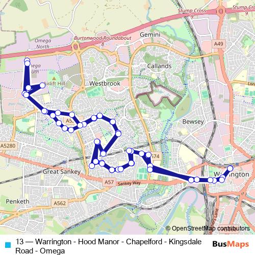 13 bus Line Map