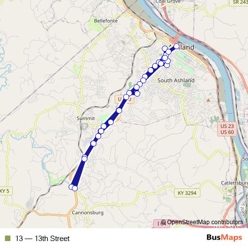 13 bus Line Map