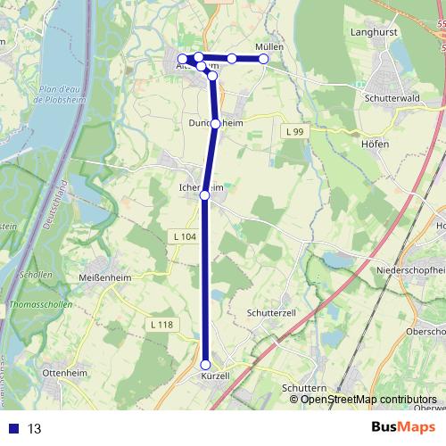 13 bus Line Map