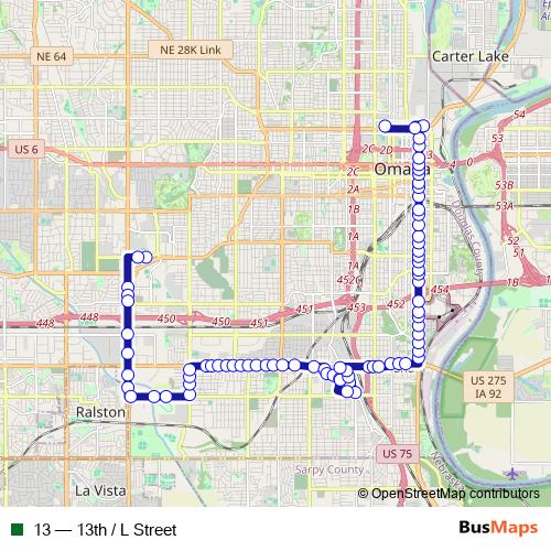 13 bus Line Map
