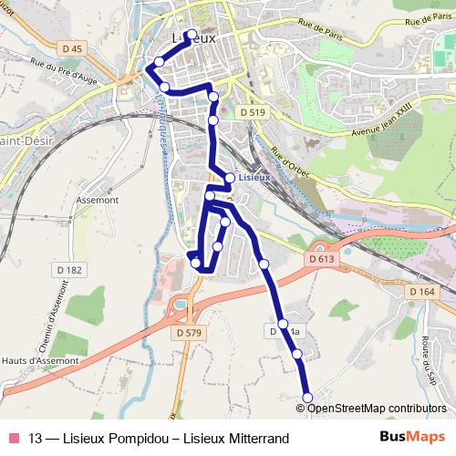 13 bus Line Map