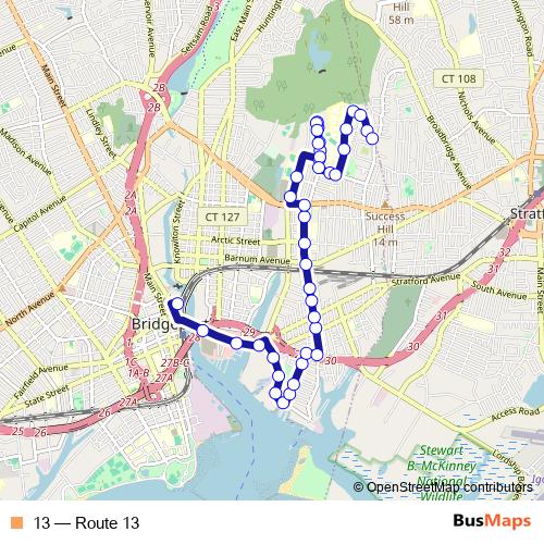 13 bus Line Map