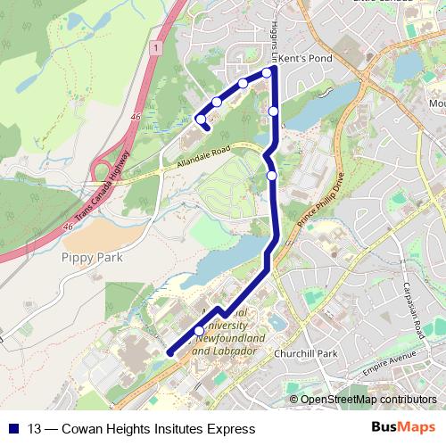 13 bus Line Map