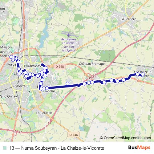 13 bus Line Map