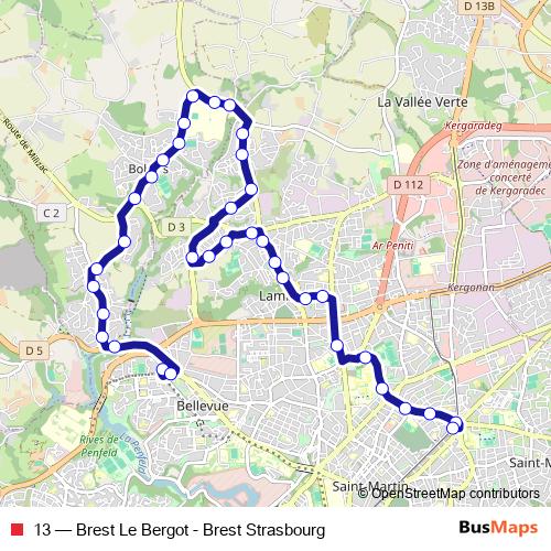 13 bus Line Map